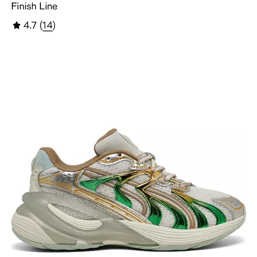 Puma Kids White Green Gold Accent Sneakers